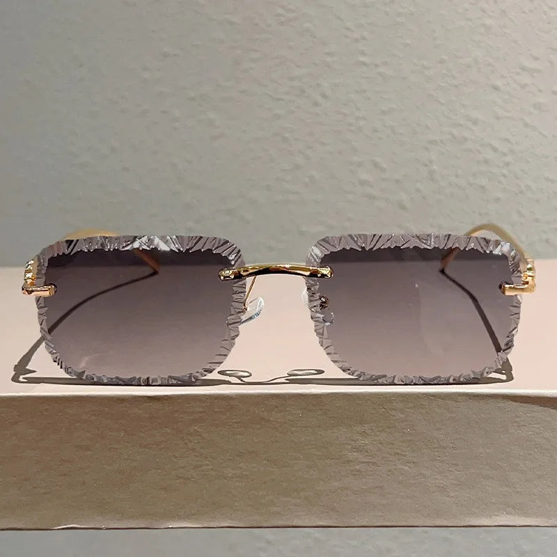 Lunettes de soleil carrées sans monture femme style luxe tendance - NatyGlam's