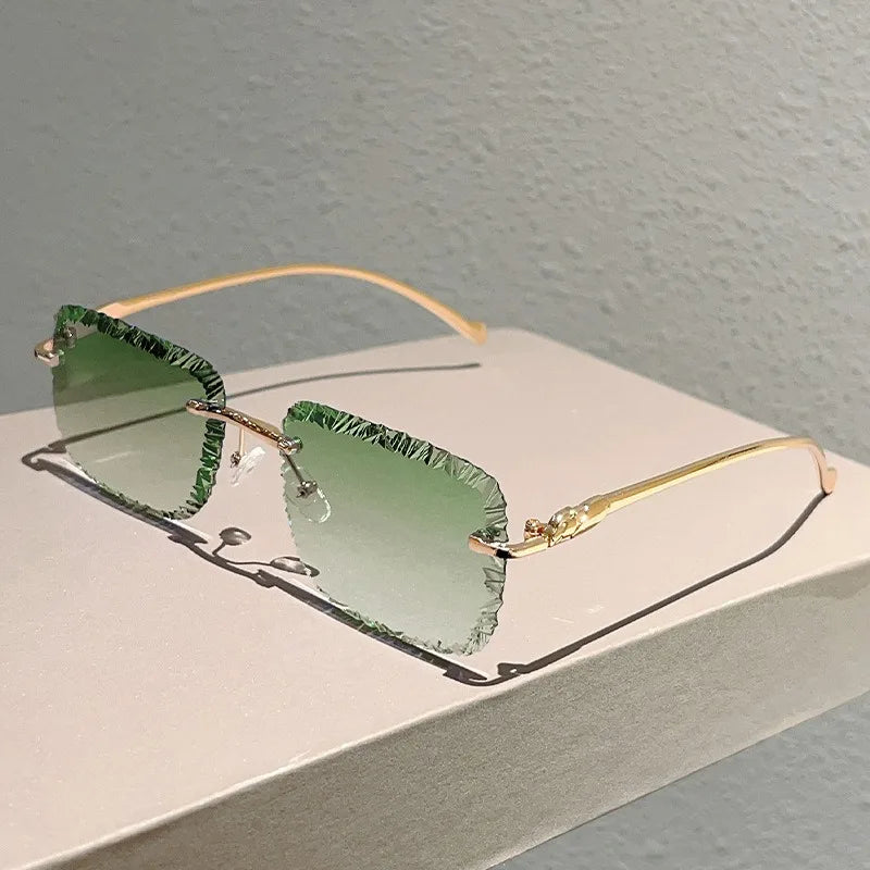Lunettes de soleil carrées sans monture femme style luxe tendance - NatyGlam's