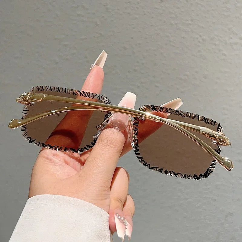 Lunettes de soleil carrées sans monture femme style luxe tendance - NatyGlam's
