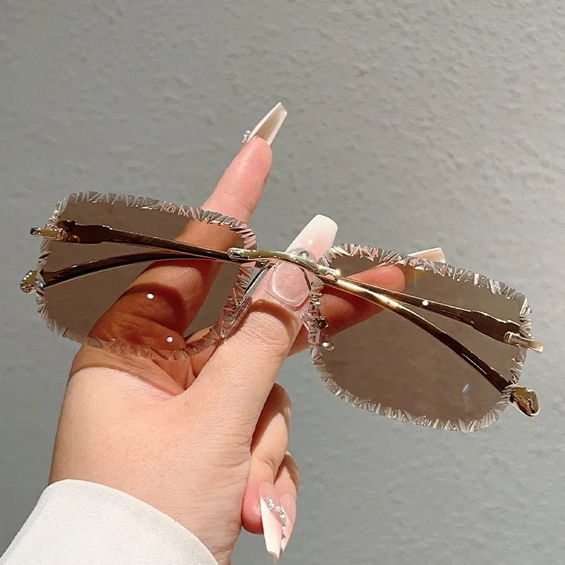 Lunettes de soleil carrées sans monture femme style luxe tendance - NatyGlam's