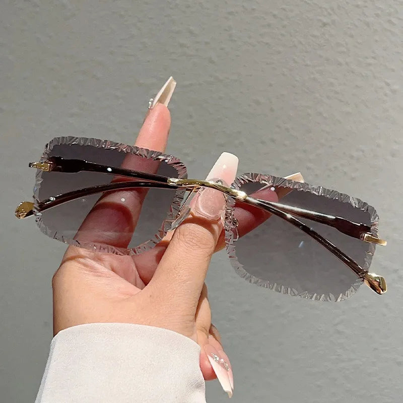 Lunettes de soleil carrées sans monture femme style luxe tendance - NatyGlam's