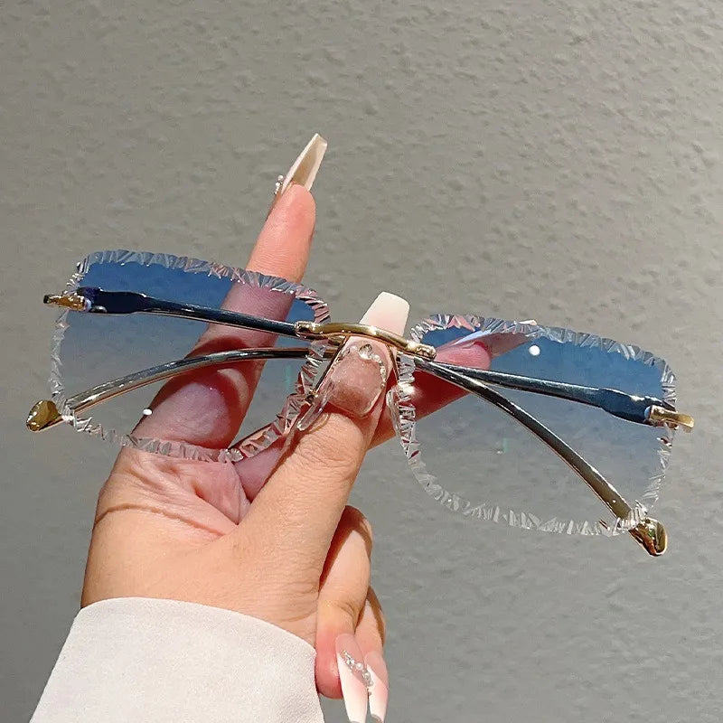 Lunettes de soleil carrées sans monture femme style luxe tendance - NatyGlam's