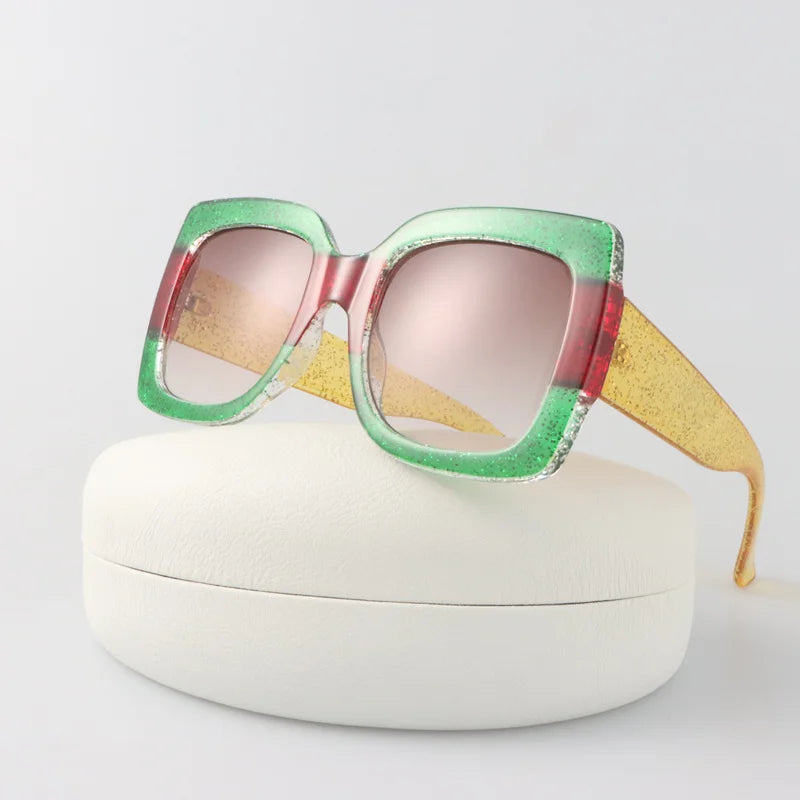 Lunettes de soleil carrées oversize femme Style vintage tendance - NatyGlam's