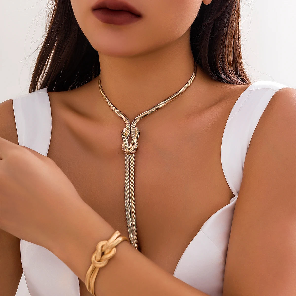 Ensemble Collier & Bracelet Serpent Doré Elégance - NatyGlam's