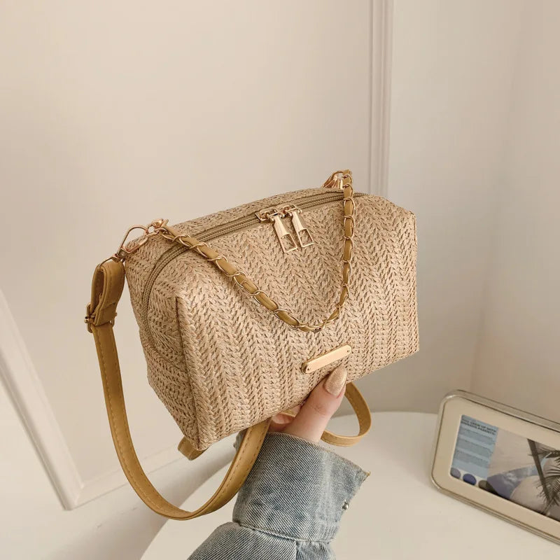 Sac à main femme en paille tissée sac bandoulière chaîne collection 2026