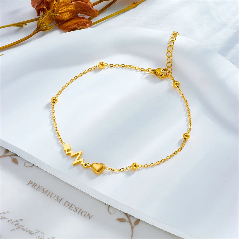 Bracelet de Cheville Coeur en Acier Inoxydable - NatyGlam's