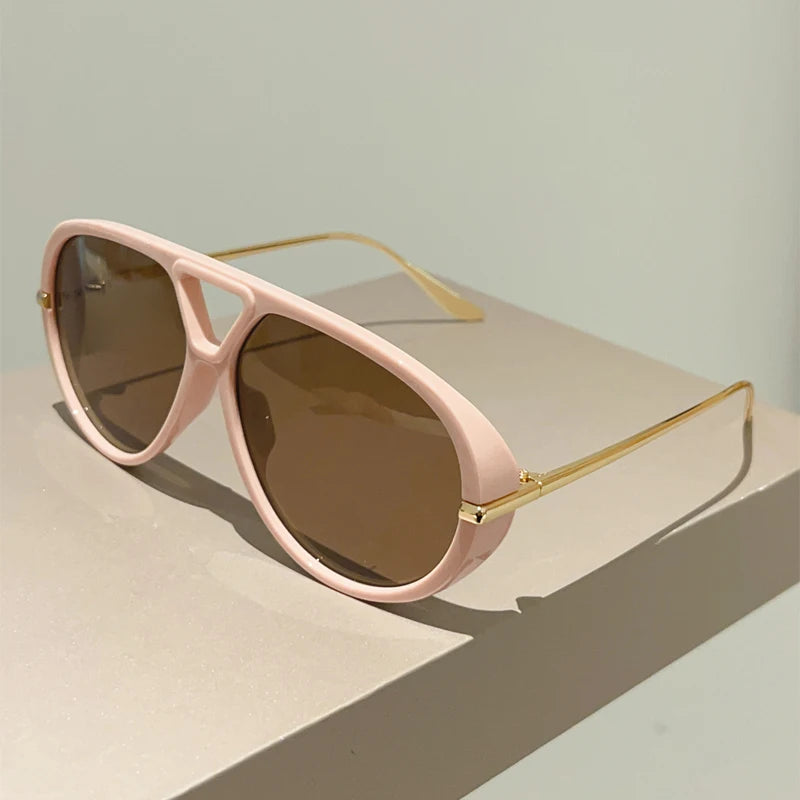 Lunettes de Soleil Pilote Oversize UV400 Vintage Double Pont - NatyGlam's