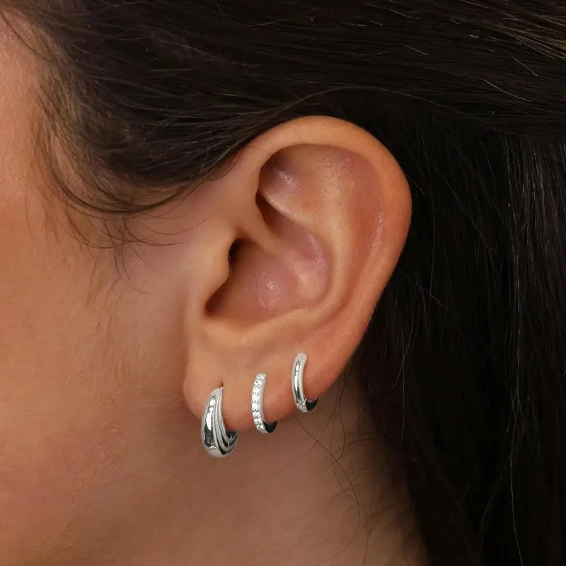 Lot de 3 Paires de Boucles d'Oreilles en Acier Inoxydable - NatyGlam's