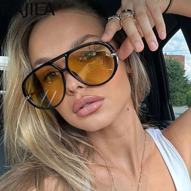 Lunettes de soleil pilote oversize femme style luxe UV400 - NatyGlam's