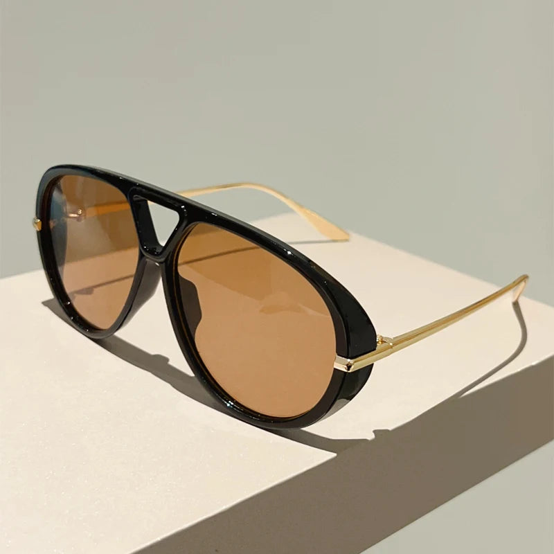 Lunettes de Soleil Pilote Oversize UV400 Vintage Double Pont - NatyGlam's
