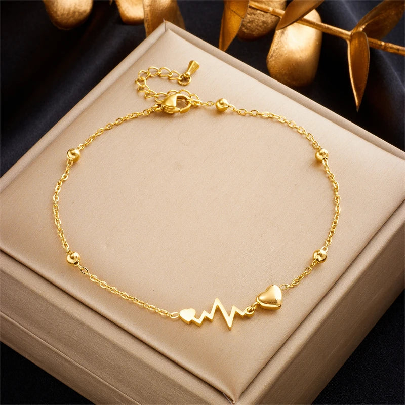Bracelet de Cheville Coeur en Acier Inoxydable - NatyGlam's