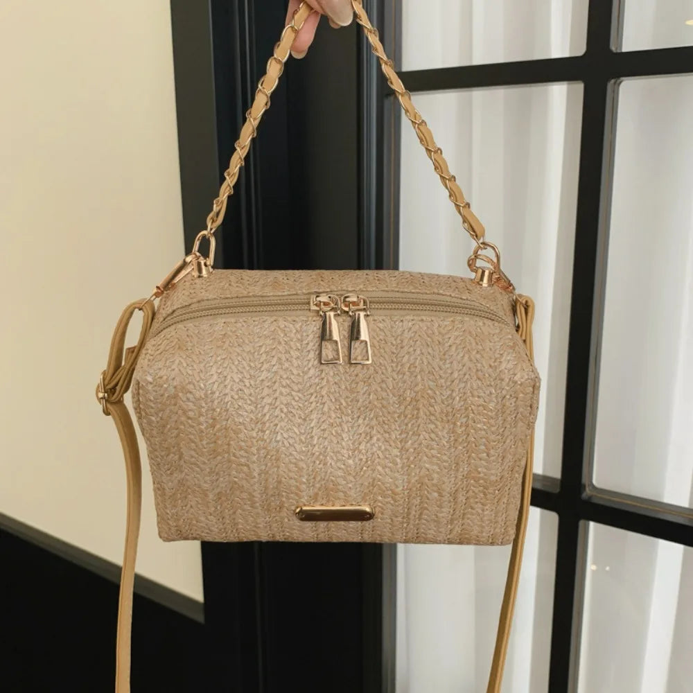 Sac à main femme en paille tissée sac bandoulière chaîne collection 2026