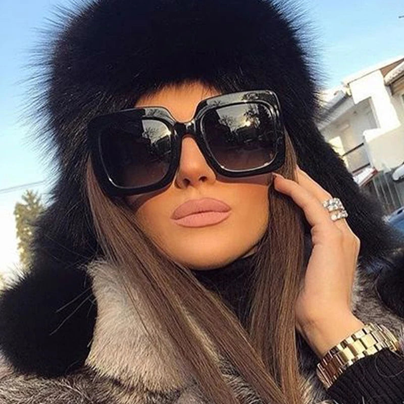 Lunettes de soleil carrées oversize femme Style vintage tendance - NatyGlam's