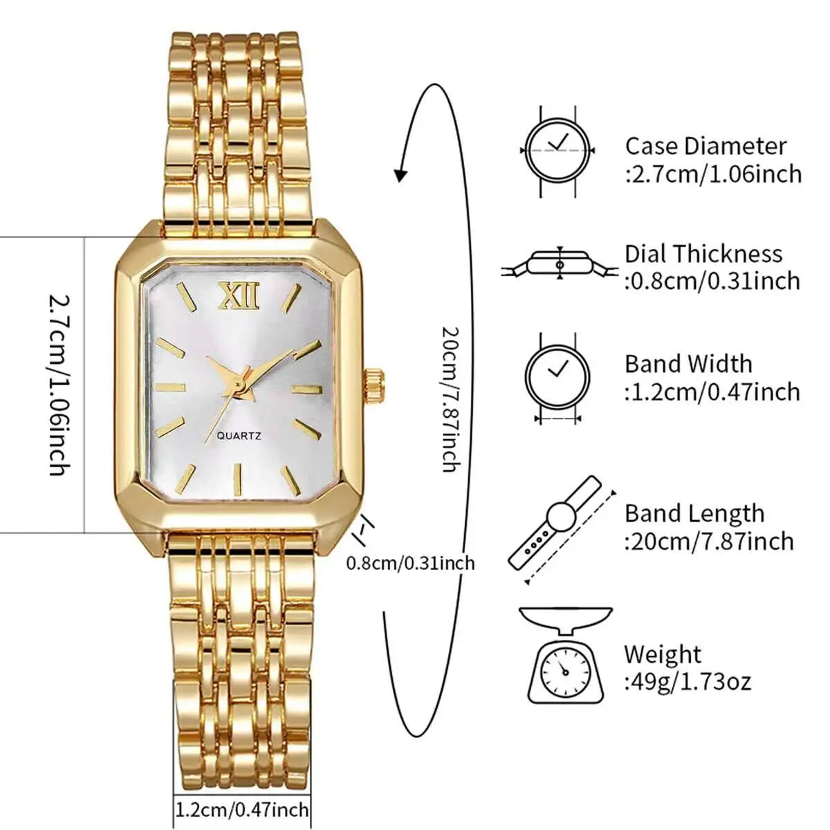 Montre Femme Rectangulaire Elégante à Quartz - NatyGlam's