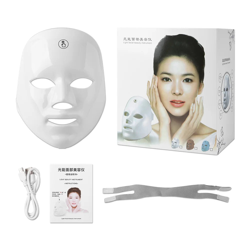 Masque LED 7 Couleurs pour le visage - soin Anti-âge, rechargable - NatyGlam's