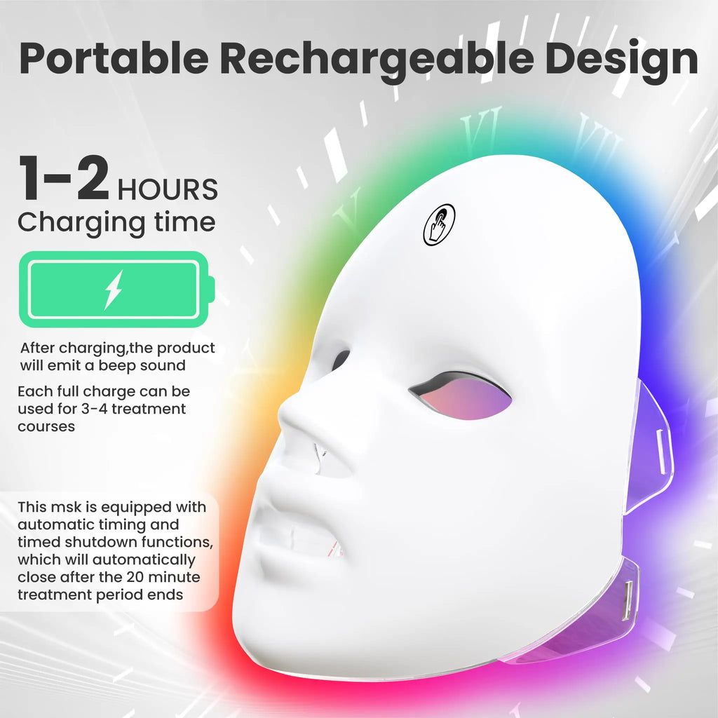 Masque LED 7 Couleurs pour le visage - soin Anti-âge, rechargable - NatyGlam's