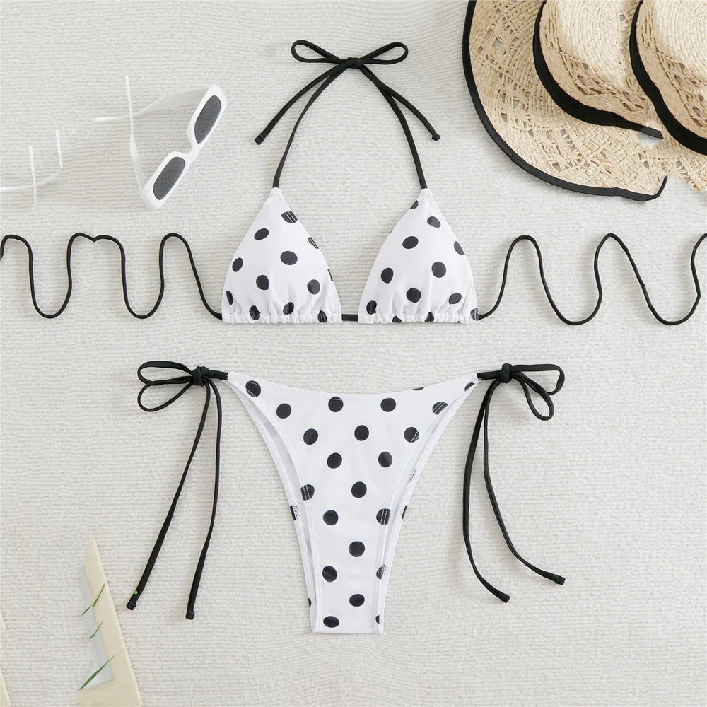Maillot de bain femme bikini brésilien à pois 2 pièces collection 2026