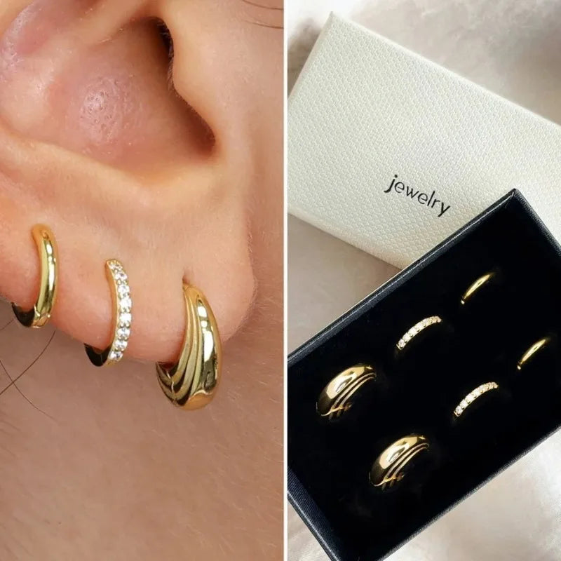 Lot de 3 Paires de Boucles d'Oreilles en Acier Inoxydable - NatyGlam's
