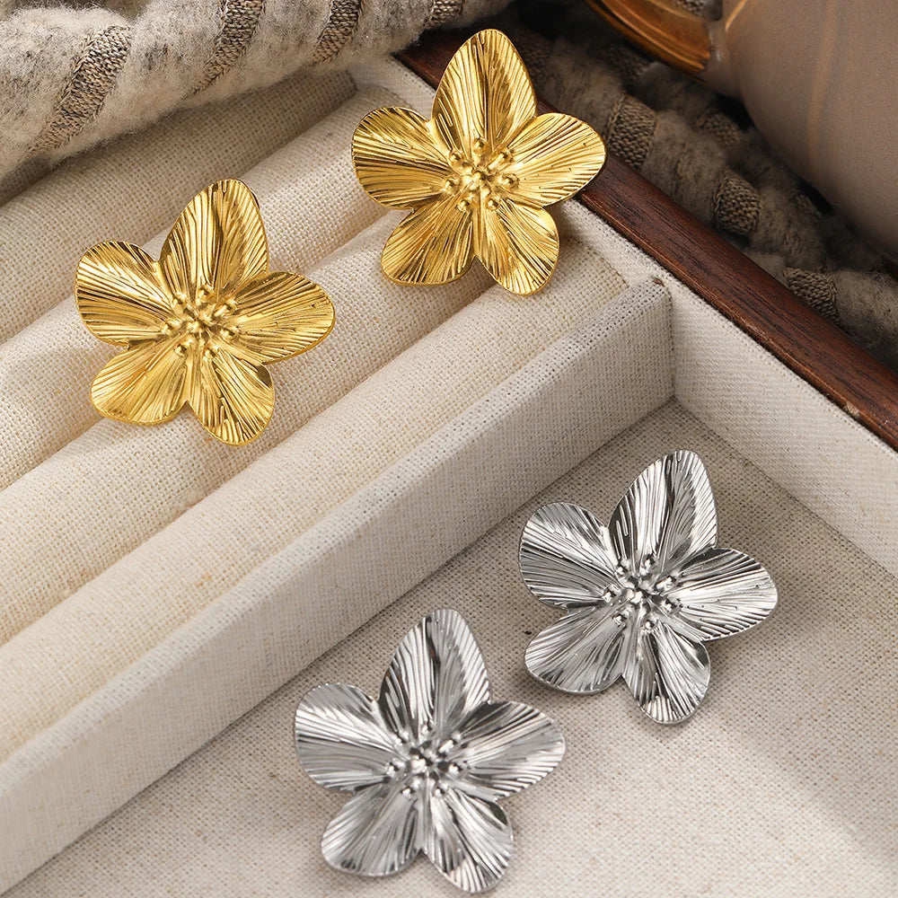 Boucles d'oreilles Fleur en Acier Inoxydable - NatyGlam's