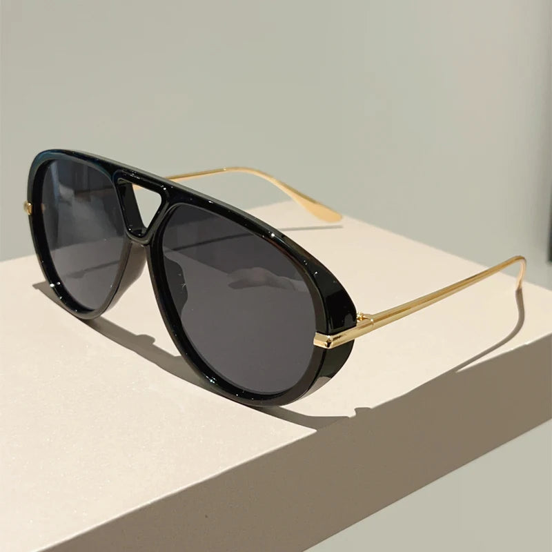 Lunettes de Soleil Pilote Oversize UV400 Vintage Double Pont - NatyGlam's