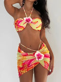 Maillot de bain bandeau 3D à fleurs pour femme bikini 3 pièces rembourré collection 2026