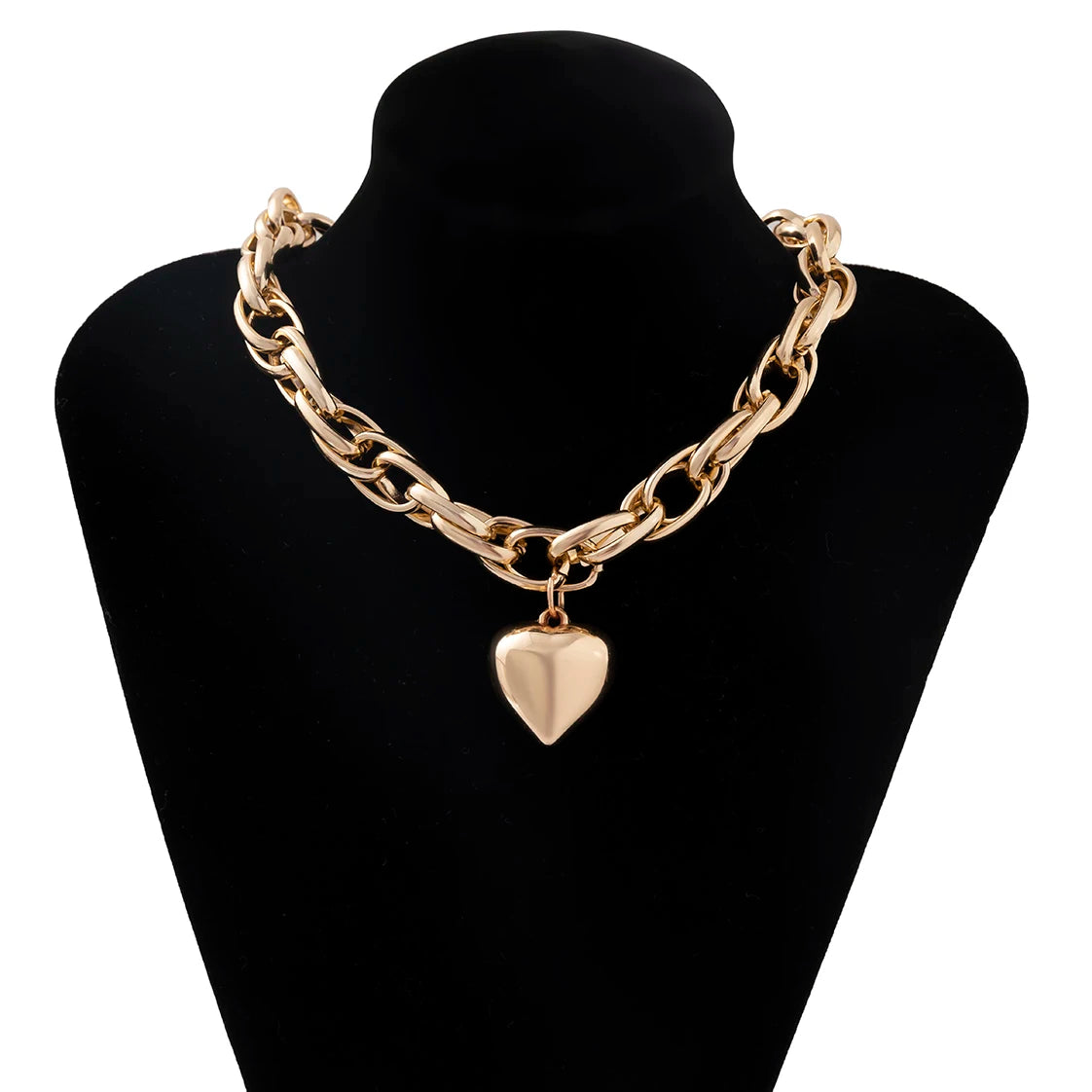 Collier Chaîne Coeur Oversize Femme - NatyGlam's