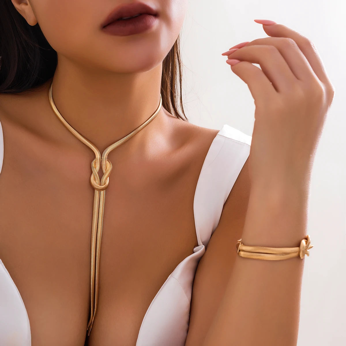 Ensemble Collier & Bracelet Serpent Doré Elégance - NatyGlam's