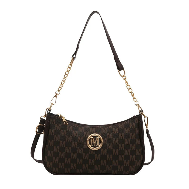 Sac Bandoulière Femme Vintage Elégant - Motif Monogramme & Fermoir Lettre Dorée - NatyGlam's