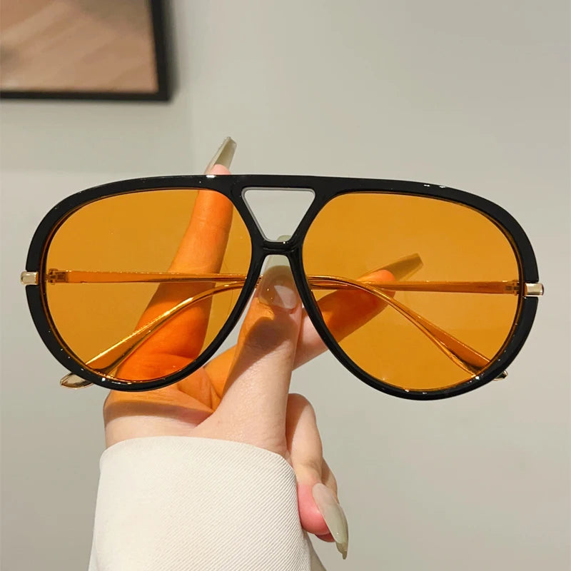 Lunettes de Soleil Pilote Oversize UV400 Vintage Double Pont - NatyGlam's