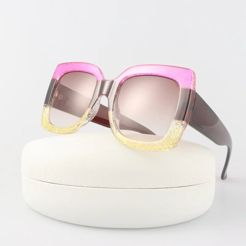 Lunettes de soleil carrées oversize femme Style vintage tendance - NatyGlam's