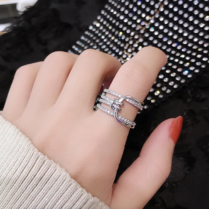 Bague Ajustable Feuille de Palmier Dorée avec Zircon - NatyGlam's
