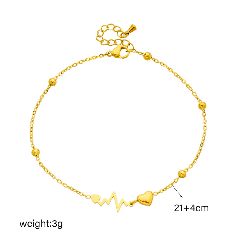 Bracelet de Cheville Coeur en Acier Inoxydable - NatyGlam's