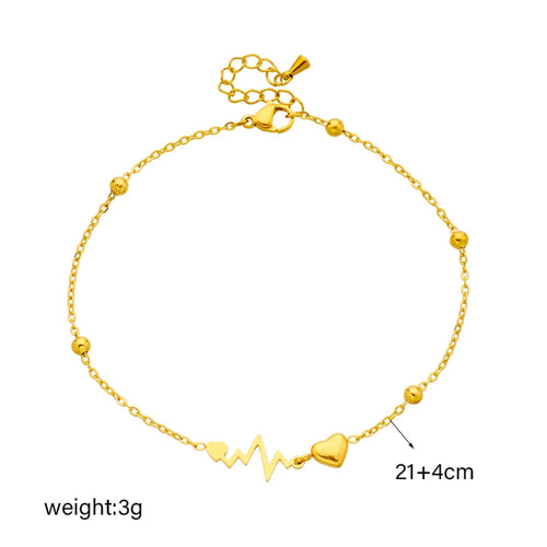Bracelet de Cheville Coeur en Acier Inoxydable - NatyGlam's