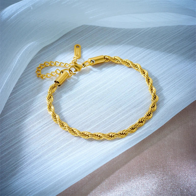 Ensemble Collier & Bracelet Chaîne Dorée Acier Inoxydable 316 L Femme - NatyGlam's