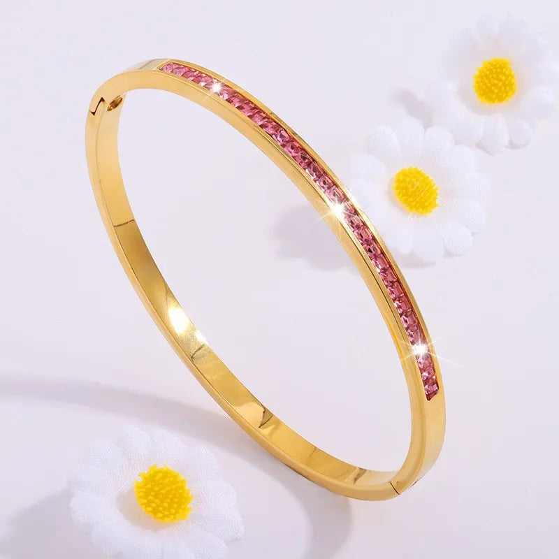 Bracelets manchettes en acier inoxydable incrustés de zirconia scintillante - NatyGlam's