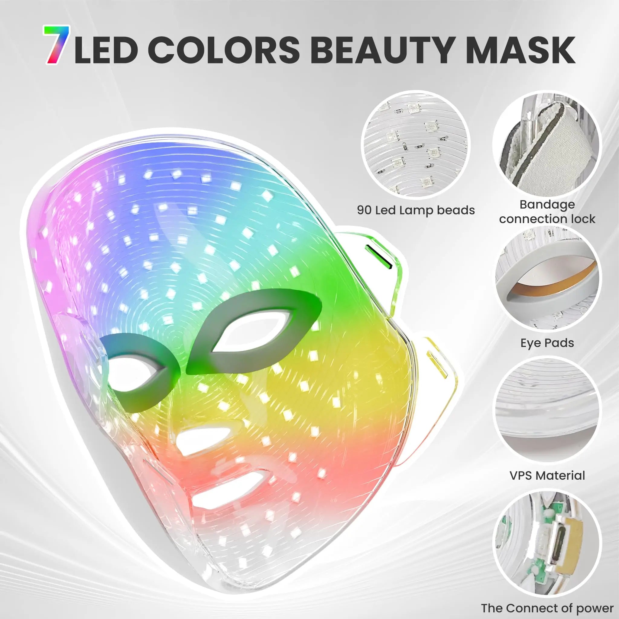Masque LED 7 Couleurs pour le visage - soin Anti-âge, rechargable - NatyGlam's