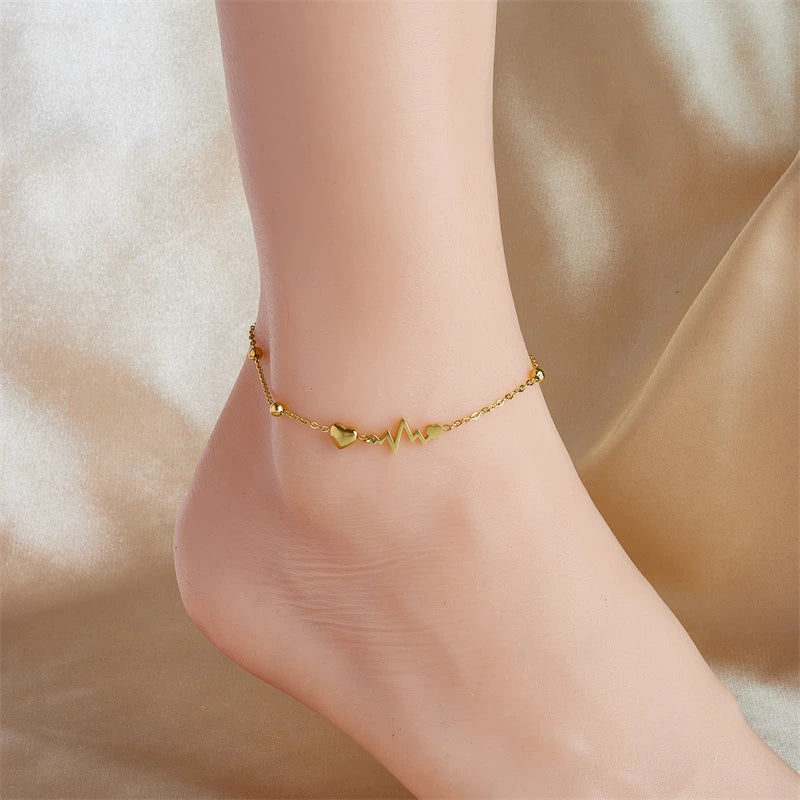 Bracelet de Cheville Coeur en Acier Inoxydable - NatyGlam's