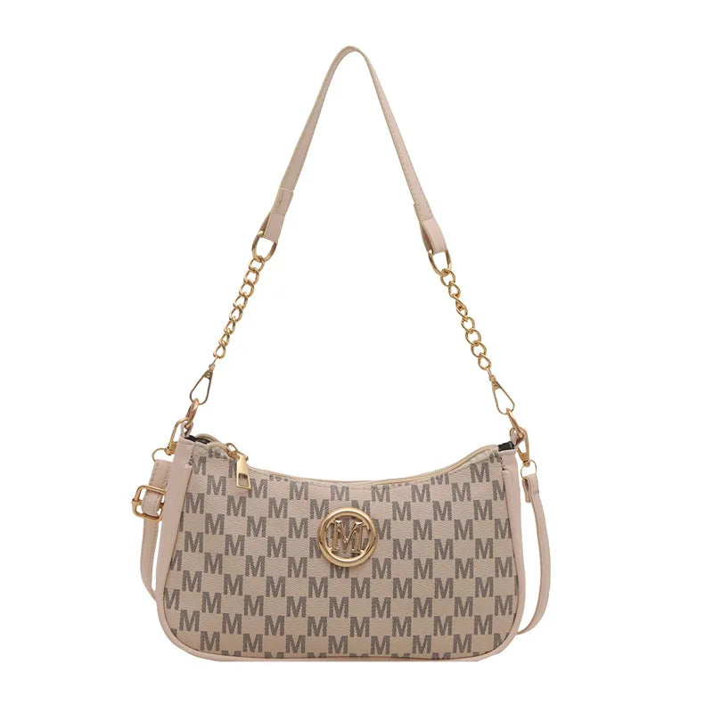 Sac Bandoulière Femme Vintage Elégant - Motif Monogramme & Fermoir Lettre Dorée - NatyGlam's