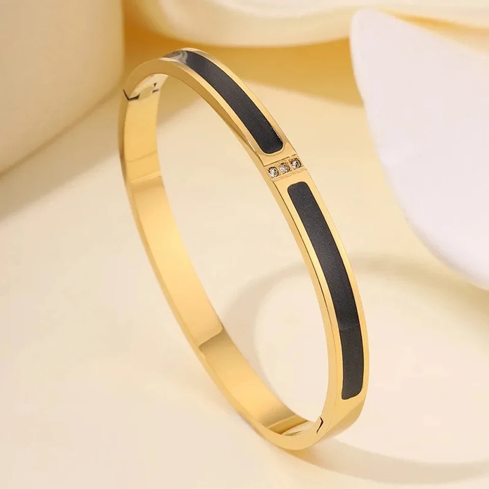 Bracelets manchettes en acier inoxydable incrustés de zirconia scintillante - NatyGlam's