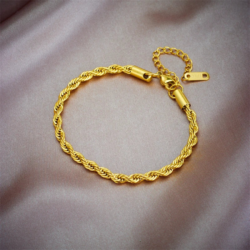 Ensemble Collier & Bracelet Chaîne Dorée Acier Inoxydable 316 L Femme - NatyGlam's