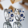 Boucles d'Oreilles Créoles Zirconia Bleu & Blanc - NatyGlam's
