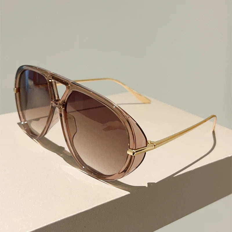 Lunettes de Soleil Pilote Oversize UV400 Vintage Double Pont - NatyGlam's