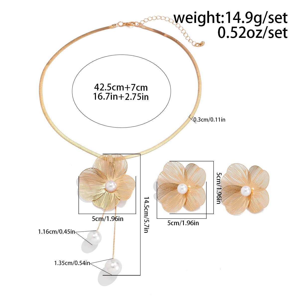 Ensemble Collier et Boucles d'Oreilles Fleur Perle Elégant - NatyGlam's
