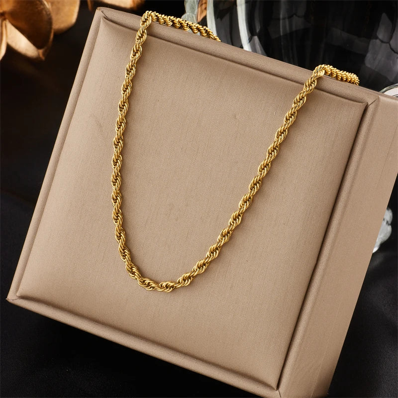 Ensemble Collier & Bracelet Chaîne Dorée Acier Inoxydable 316 L Femme - NatyGlam's