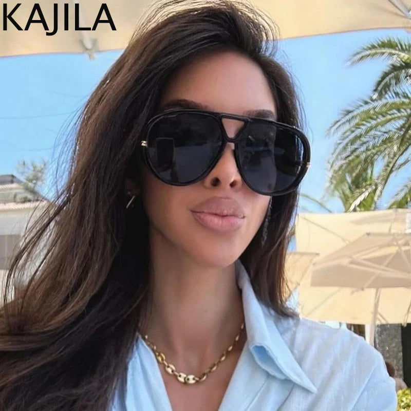 Lunettes de soleil pilote oversize femme style luxe UV400 - NatyGlam's