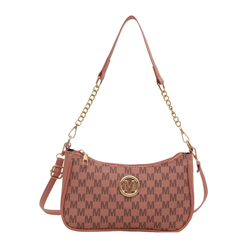 Sac Bandoulière Femme Vintage Elégant - Motif Monogramme & Fermoir Lettre Dorée - NatyGlam's