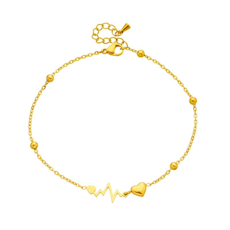 Bracelet de Cheville Coeur en Acier Inoxydable - NatyGlam's