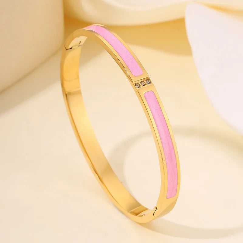 Bracelets manchettes en acier inoxydable incrustés de zirconia scintillante - NatyGlam's