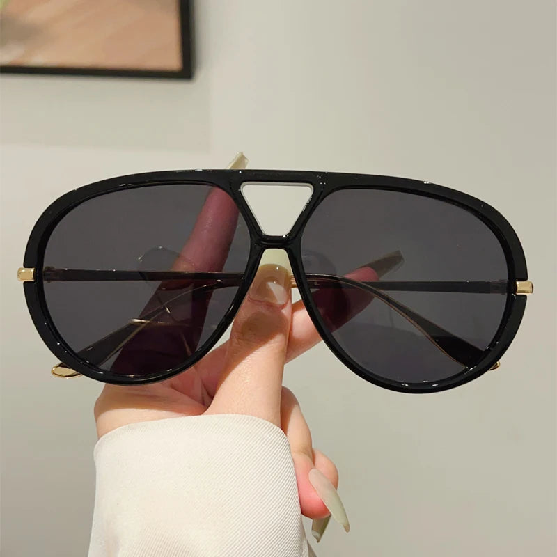 Lunettes de Soleil Pilote Oversize UV400 Vintage Double Pont - NatyGlam's