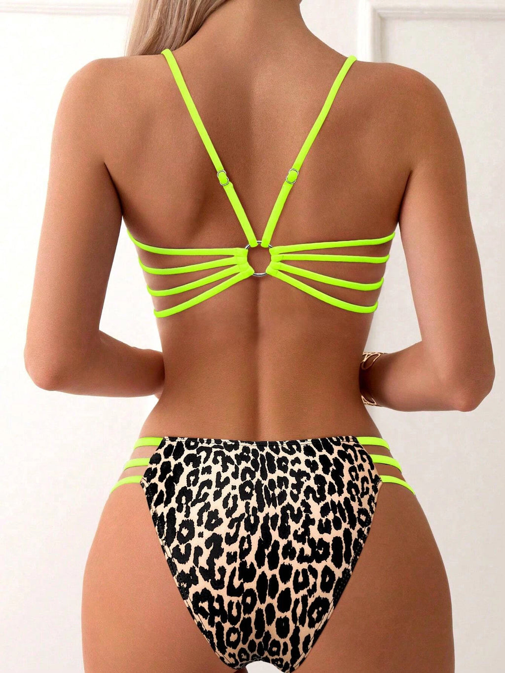 Maillot de bain femme 2 pièces bikini léopard ensemble sexy rembourré